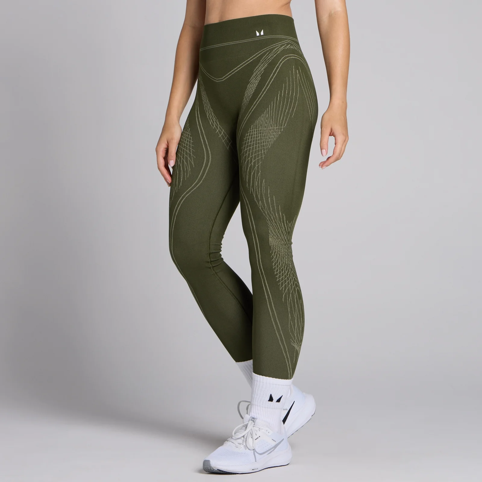 MP Women's Tempo Seamless Linear Leggings - Dark Olive - XS Image 1