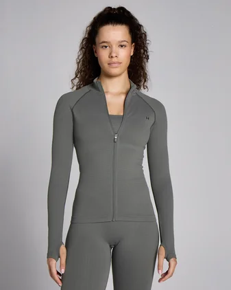 MP Women's Waffle Seamless Full Zip Jacket - Gun Metal