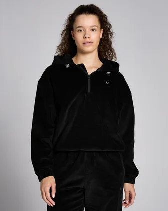 MP Women's Corduroy 1/4 Zip Hoodie - Black
