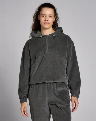 MP Women's Corduroy 1/4 Zip Hoodie - Gun Metal