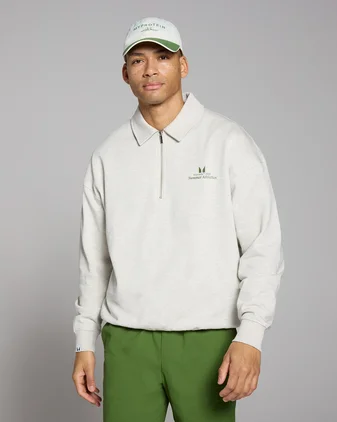 MP Men's Retro Graphic Collared 1/4 Zip - Grey Marl