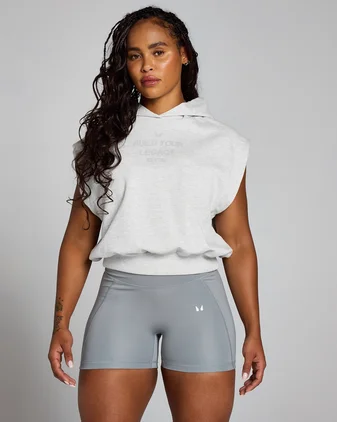 MP Women's Origin Cropped Sleeveless Hoodie - Grey Marl