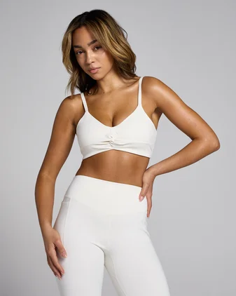 MP Women's Lifestyle Twist Front Sports Bra - Natural Cotton