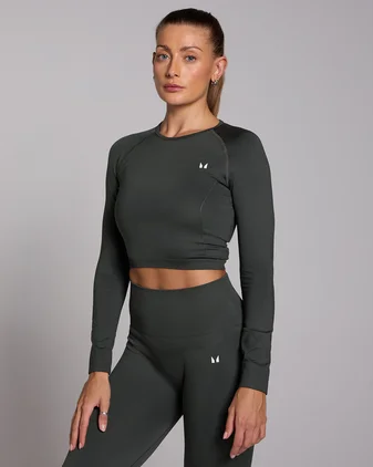 MP Women's Shape Seamless Long Sleeve Crop Top - Dark Shadow