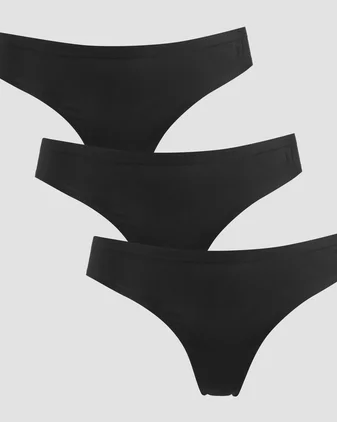 MP Women's Mid Rise No VPL Thong (3 Pack) - Black