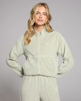MP Women's Lifestyle Towelling Tracksuit Jacket - Mineral Green
