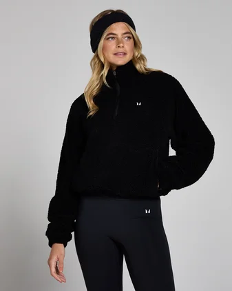 MP Women's Cropped Borg 1/4 Zip Fleece - Black