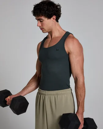 MP Men's Lift Ribbed Muscle Fit Tank - Washed Black