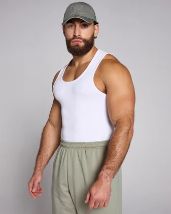 MP Men's Lift Ribbed Muscle Fit Tank - White