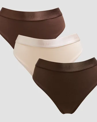 MP Women's Mid Rise Thong (3 Pack) - Deep Chocolate/Brown/Warm Cream