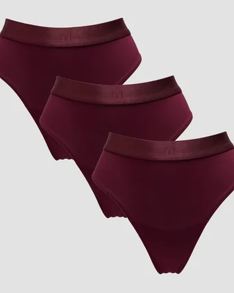 MP Women's Mid Rise Thong (3 Pack) - Deep Berry