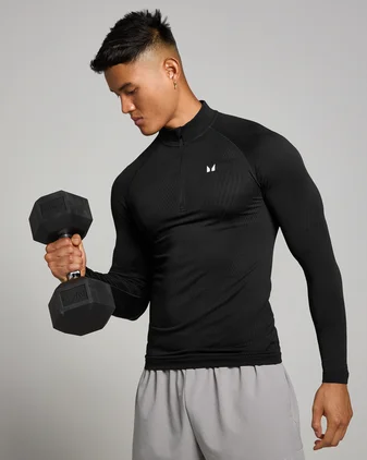 MP Men's Tempo Pillar Graphic Seamless 1/4 Zip - Black
