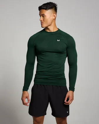 MP Men's Tempo Pillar Graphic Seamless Long Sleeve Top - Dark Emerald