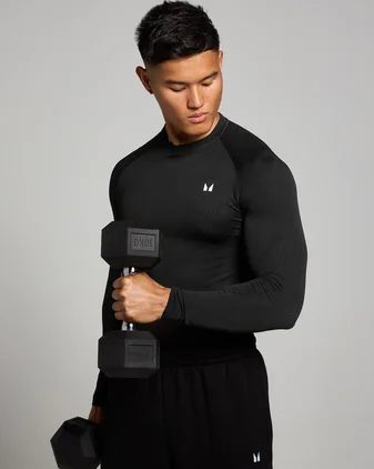 MP Men's Tempo Pillar Graphic Seamless Long Sleeve Top - Black