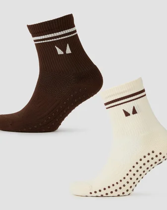 MP Pilates Socks (2 pack) - Soft Cream/Chocolate