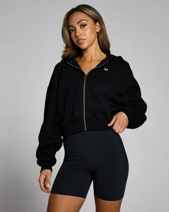 MP Women's Basics Zip Through Cropped Hoodie - Black