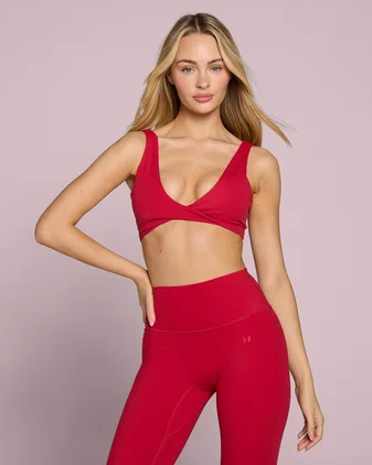 MP Women's Tempo Twist Front Sports Bra - Rose Red