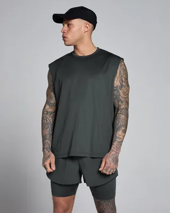 MP Men's Hybrid Oversized Mesh Tank - Washed Black