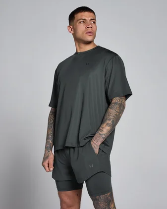 MP Men's Hybrid Oversized Mesh T-Shirt - Washed Black
